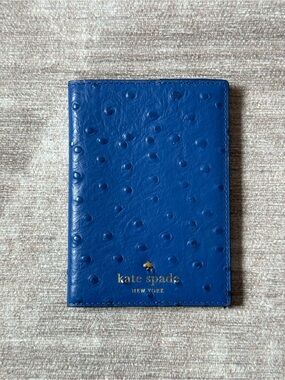 kate spade Royal Blue Embossed Ostrich Leather Passport Holder